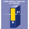 Porównanie rozmiaru z dłonią, artykuł: L4769-100, jeden arkusz etykiet na segregator, format: 61 x 192 mm, kolor: żółty?