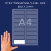 Porównanie wielkości z dłonią, Artykuł: L4783-20, jeden arkusz etykiet z imionami, Format: 88,9 x 31 mm, Kolor: Biały.