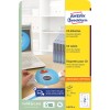 Opakowanie: Etykiety na płyty CD Avery Zweckform ClassicSize, Artykuł: L6015-25, Format: ⌀ 117 mm, Do drukowania: Inkjet, Laser czarno-biały, Kolorowy laser, Zawartość: 50 etykiet / 25 arkuszy, 2 etykiety/arkusz.