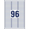 Rysunek wykroju pojedynczego arkusza A4, Artykuł: L6022REV-25, Etykiety na kartridż danych, Format: 63,5 x 8,5 mm, 96 etykiet/arkusz.