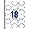 Pojedynczy arkusz maszynowy A4, artykuł: L6024REV-25, etykiety owalne, usuwalne, format: 63,5 x 42,3 mm, 18 etykiet/arkusz.