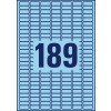 Rysunek wykrojnika pojedynczy arkusz A4, Artykuł: L6048-20, Etykiety kolorowe, usuwalne, Format: 25,4 x 10 mm, 189 etykiet/arkusz.