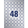 Rysunek wykroju pojedynczego arkusza A4, artykuł: L6129-20, etykiety tabliczkowe, format: ⌀ 30 mm, 48 etykiet/arkusz