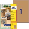 Opakowanie z arkuszem etykiet: Avery Zweckform Naturbraune Etiketten, artykuł: L7109-25, format: 210 x 297 mm, odpowiednie do druku: atramentowy, laserowy czarno-biały, laser kolorowy, zawartość: 25 etykiet / 25 arkuszy, 1 etykieta/arkusz.
