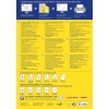 Obrazek jest promocyjną ulotką etykiet wysyłkowych laserowych firmy Avery. Zawiera opis technologii ultragrip, funkcji QuickPEEL oraz instrukcje dotyczące używania etykiet w różnych językach. Zawiera kody produktów, wskazówki dotyczące optymalnego drukowania oraz listę produktów powiązanych.