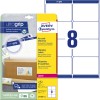 Opakowanie z arkuszem etykiet: Avery Zweckform Etykiety wysyłkowe, artykuł: L7165-40, format: 99,1 x 67,7 mm, odpowiednie do druku: laser czarno-biały, laser kolorowy, zawartość: 320 etykiet / 40 arkuszy, 8 etykiet/arkusz.