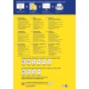 Obraz jest projektem promocyjnym prezentującym przezroczyste etykiety adresowe firmy Avery. Zawiera wielojęzyczne instrukcje dotyczące projektowania i drukowania oraz wymienia różne formaty etykiet dla różnych typów drukarek. Projekt podkreśla łatwość użycia dzięki funkcjom takim jak QuickPEEL.