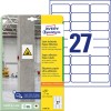 Opakowanie z arkuszem etykiet: Mocno przylegające etykiety papierowe Avery Zweckform, artykuł: L7874-20, format: 63,5 x 29,6 mm, odpowiednie do drukarek: atramentowych, laserowych cz.-b., kolorowych laserowych, zawartość: 540 etykiet / 20 arkuszy, 27 etykiet/arkusz.