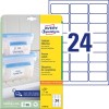 Opakowanie z arkuszem etykiet: Avery Zweckform Etykiety na mrożonki, artykuł: L7970-25, format: 63,5 x 33,9 mm, nadające się do drukowania: Inkjet, Laser czarno-biały, Kolorowy laser, zawartość: 600 etykiet / 25 arkuszy, 24 etykiety/arkusz.