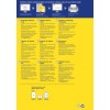 Obraz zawiera informacje na temat projektowania etykiet i opcji drukowania od Avery, w tym wytyczne dotyczące naklejek na okna i innych produktów etykietowych w wielu językach.