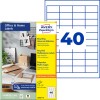 Opakowanie z arkuszem etykiet: Avery Zweckform Recycling Universal-Etiketten, numer artykułu: LR3657-10, format: 48,5 x 25,4 mm, nadaje się do drukarek: atramentowych, laserowych czarno-białych, kolorowych laserowych, zawartość: 400 etykiet / 10 arkuszy, 40 etykiet/arkusz.