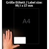 Porównanie wielkości z ręką, artykuł: LR7173-100, arkusz etykiet adresowych z recyklingu, format: 99,1 x 57 mm, kolor: naturalna biel.