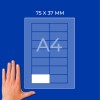 Diagram na arkuszu A4 z etykietą 75 × 37 mm i dłonią w lewym dolnym rogu?