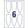 Rysunek wykrojnikowy pojedynczego arkusza, artykuł: T3006-10, tabliczki wciskane, format: 128 x 47 mm, 6 sztuk/arkusz.